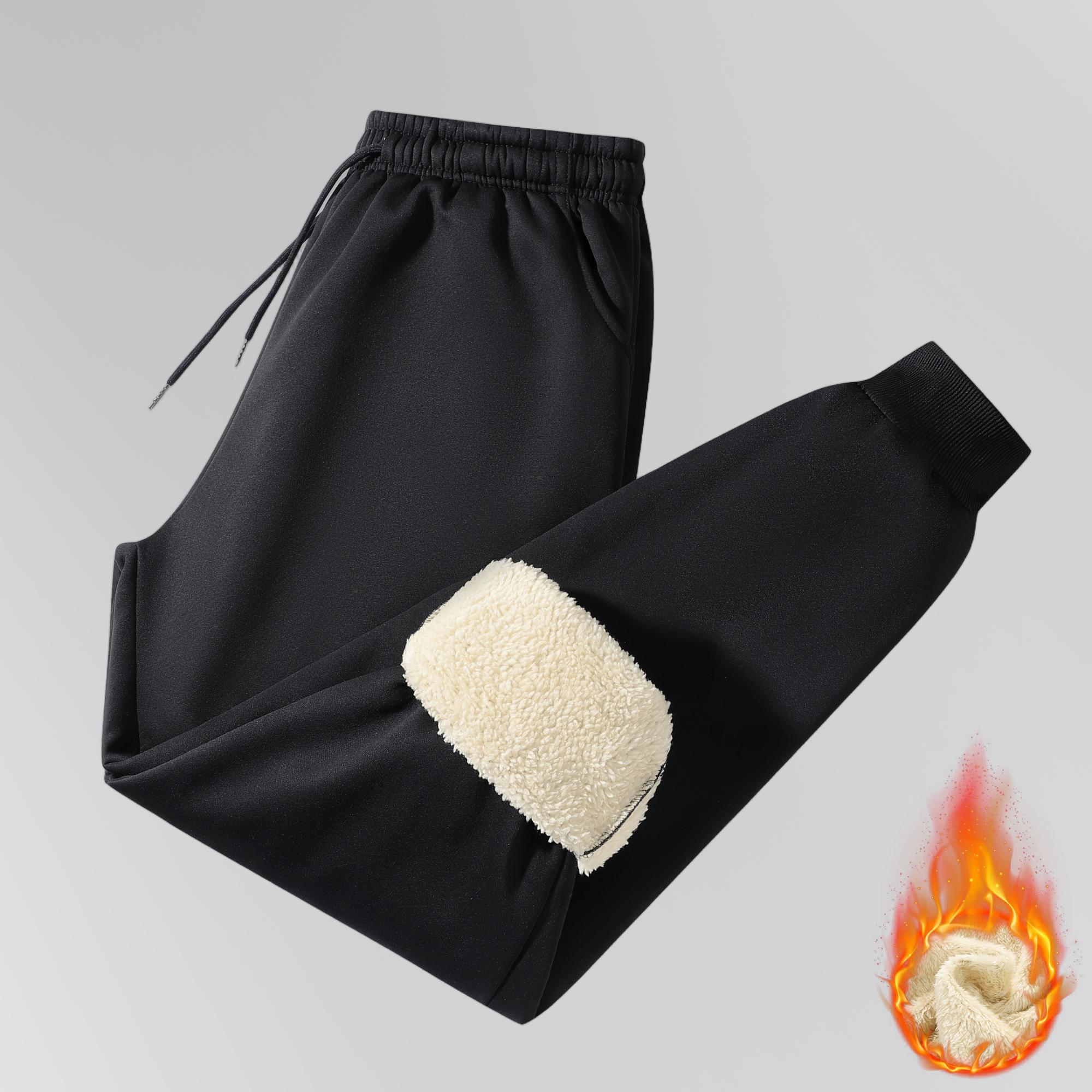 Men's Solid Color Drawstring Waist Joggers Winter Fleece Lined Thick Pocket Casual Trousers, Men's Solid Color Drawstring Fleece Pants, Thick Pockets, Casual Trousers, Men's Warm Drawstring Pants, Stylish Minimalist Zipper Warm Pants