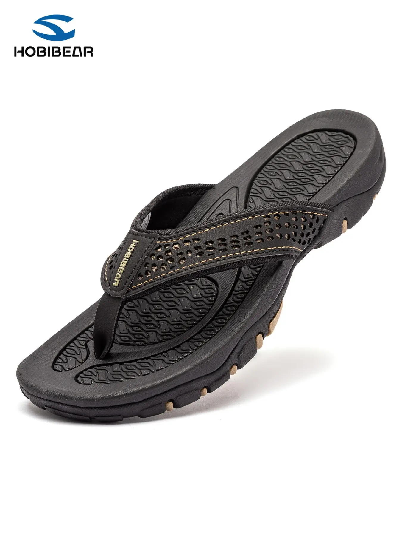 HOBIBEAR Summer Adult Non-Slip Soft Wear-Resistant Flip Flops, Casual Breathable Hollow Out Thick Sole Sandals, Cool Footwear, Casual Beach Shoes for Commute, Beach and Outdoor Activities
