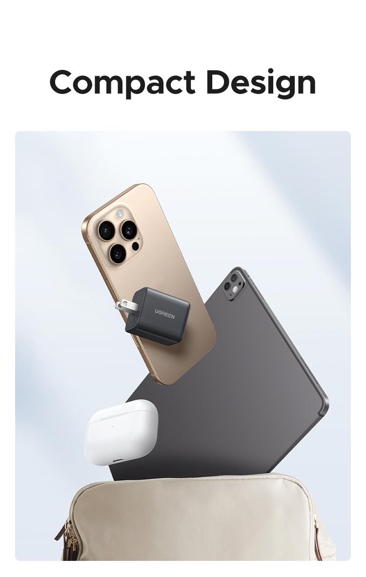 UGREEN 30W 2C1A/20W 1C1A/45W 4CIA GaN PPS Compact Fast Wall Charger Block USB-C Power Adapter for iPhone Galaxy S25/S24/S23 with Free Gift US Plug 2 USB C + 1 USB A，TikTokShopHolidayHaul