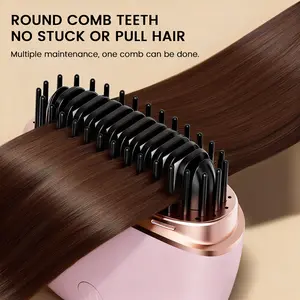 Pink portable cordless comb is mini and smooth, leaving hair shiny and silky. It's safe and gentle on the scalp, features Type-C charging, and is easy to use. An ideal gift choice.