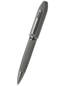 Peerless™ Polished Slate Gray Engraved Diamond Pattern with Slate Gray PVD Appointments and Swarovski Crystal Ballpoint Pen