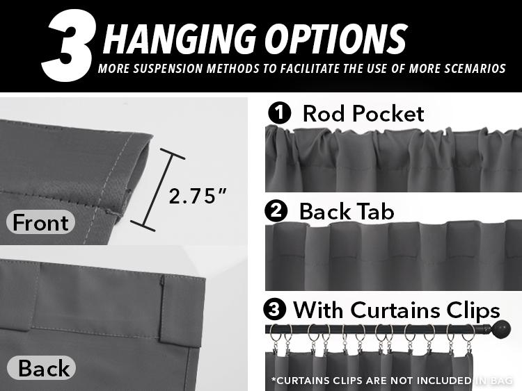 Back Tab and Rod Pocket Blackout Curtains 2 panels — Deconovo Thermal Insulated Room Darkening Curtains