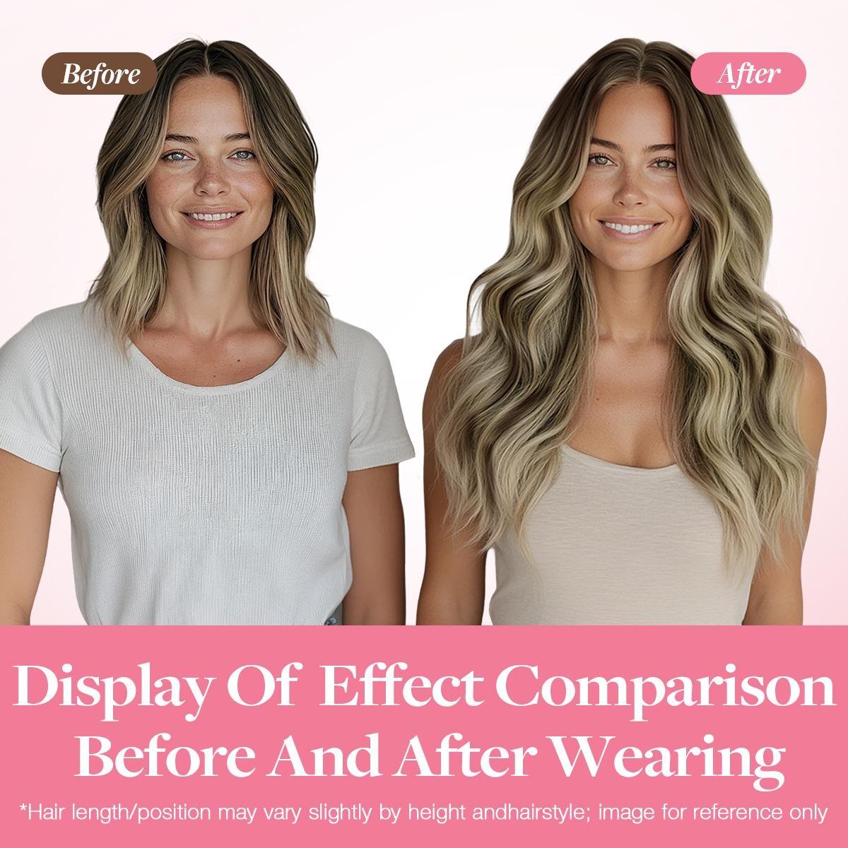 GOO GOO Tape In Weft Hair Extensions,Genius PU Long Weft premium tape wefts,14-24 Inch Real Human Hair Remy Human Hair for Natural Look & Volume#Greenish#TikTokShopSpringGlowUp