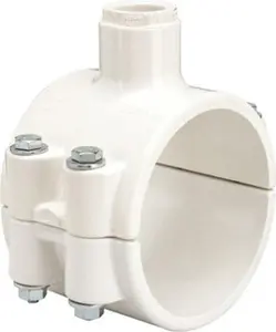 Value Collection PVC Plastic Clamp-On Saddle with EPDM O-Ring, 3 x 1/2" Size, Schedule 40, Pipe O.D. x Soc End Connections, Model 466E-333
