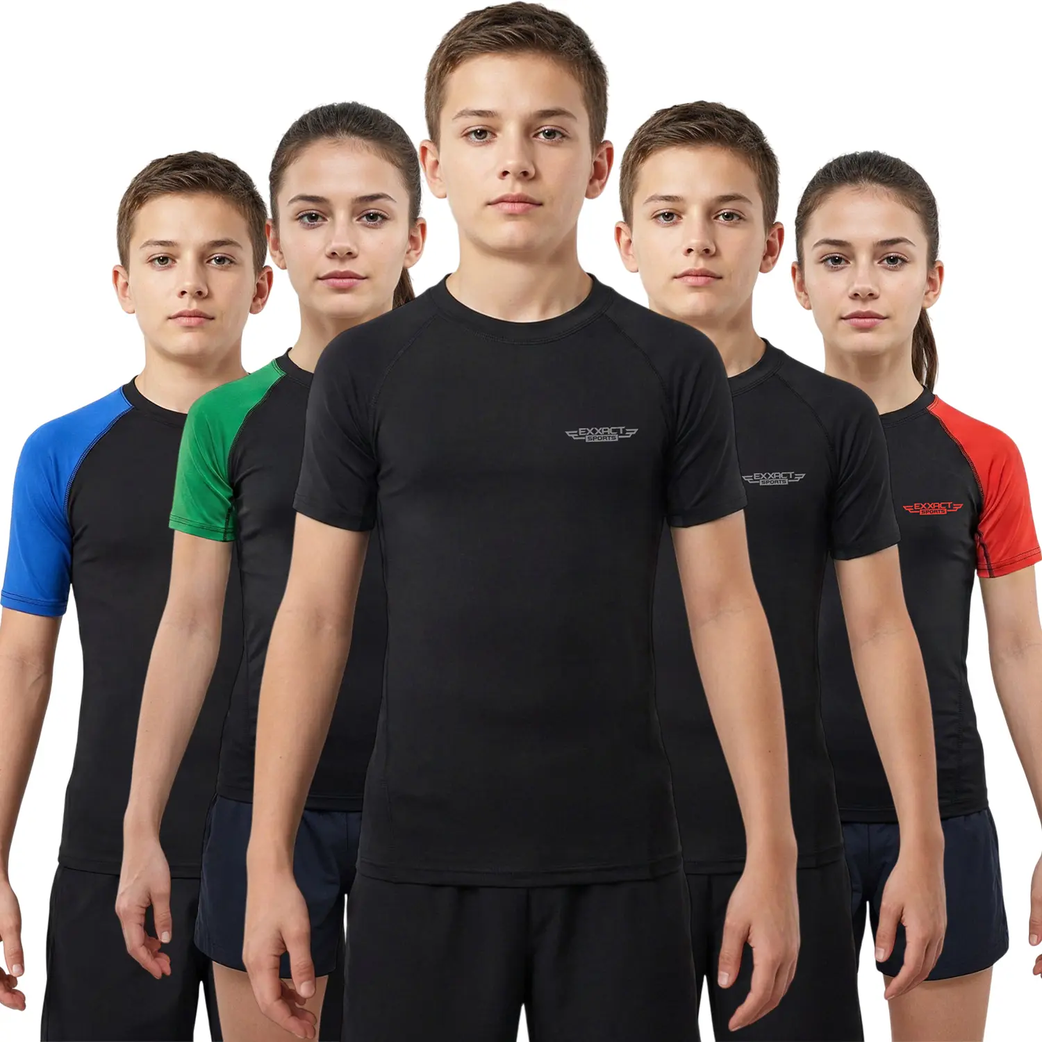 Exxact Sports Kids' Rash Guard, Short Sleeve IBJJF Ranked Fitted Compression Top, Quick-Dry & Anti-Odour for BJJ, MMA, Wrestling, and Boxing, Training, Unisex Clothes, Minimizes Friction, Kids In Bjj, 4-Way Stretch Flexibility, Activewear, Odor‑Free Fabri