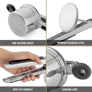 Bellemain 15oz Large Potato Ricer for Mashed Potatoes, Stainless Steel Mashed Potato Masher & Squeezer, Easy-To-Clean Professional-Grade Hand Vegetable Ricer, Kitchen Tool, Food Press & Food Mill