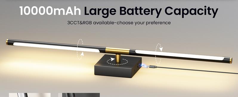 【Non-Removable Battery】Battery Operated Wall Lights Set of Two, Non-Removable Battery, 10000mAH Rechargeable Wall Lamps with Remote Control, Dimmable Black Gold LED Wireless Wall Sconces for Bedroom, Living Room, Hallway, Dining Room, 360° Rotate 3CCT