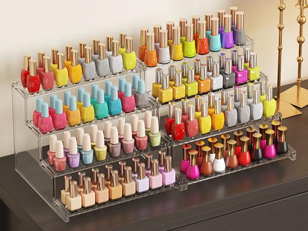 Lifewit 12 Inch 4 Tier White Display Stand with Decorative Fences for Cologne, Fragrance, Figures, Cupcakes & Perfumes - Versatile Storage for Vanity