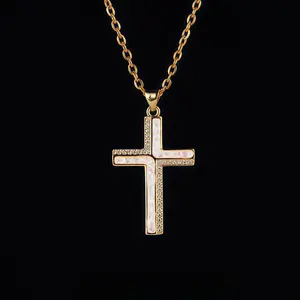 ORELLE Christian Cross Necklace for Women and Men, 14K Gold Plated Vintage Cross Pendant Chain, Meaningful Religious Jewelry Gift for Her Him