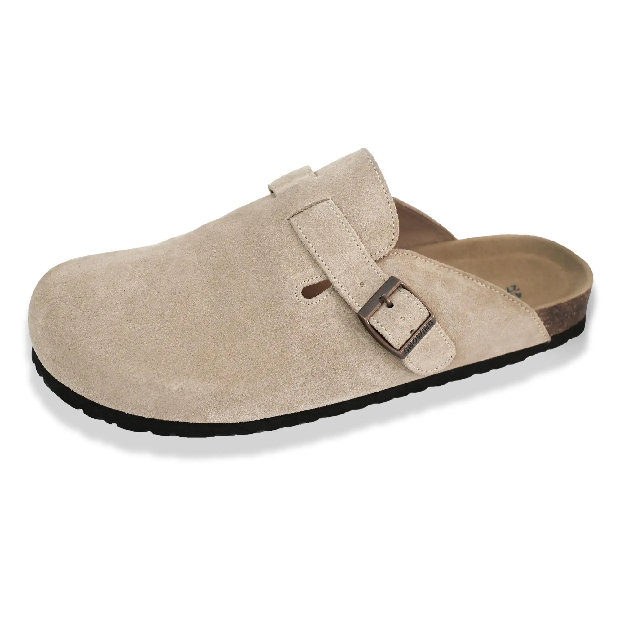 SNOWIND Men & Women Vintage Suede Cork Mules Adjustable Strap Closed Toe Slip On Casual Non Slip Platform Clogs