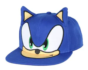 Sonic the Hedgehog Men's Hat Embroidered Character Face and 3D Ears Snapback Cap