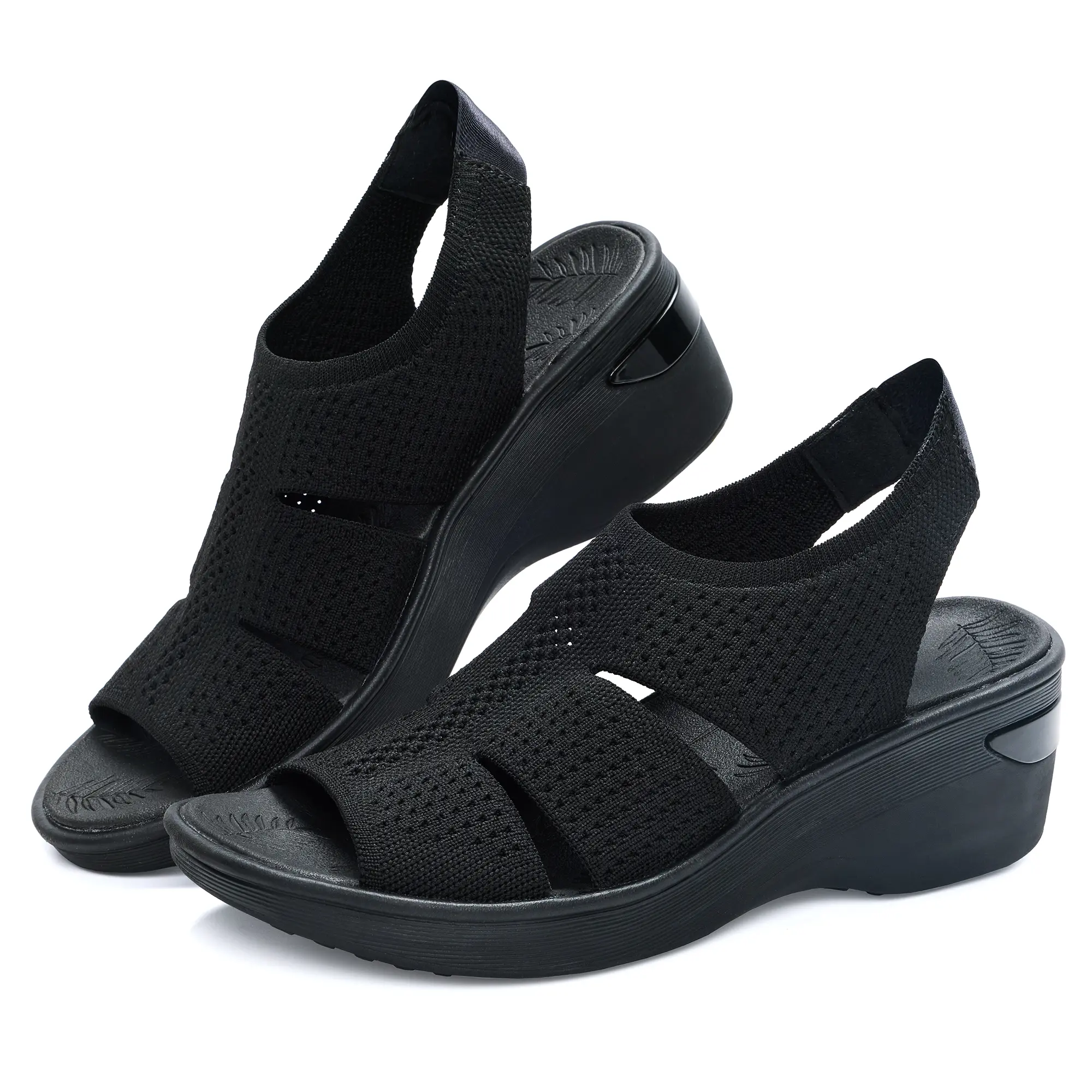 Women's Wedge Sandals | Air Cushion Heel, Adjustable Arch Support | Breathable Knit Mesh Upper, Orthopedic Design, Machine Washable | Lightweight Comfort for All-Day Walking & Summer Casual Wear Lightweight Comfort for All-Day Walking Casual Summer Style