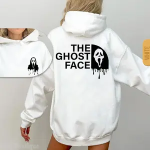 <scream>Movie Ghost Face Pattern Sweater, Halloween Ghost Face Pattern Hoodie on Both Sides, Iconic Horror Movie Mask Design, Halloween Casual Sweatshirt Hooded Suits Gift for Best Friends, Husband, Wife</scream>