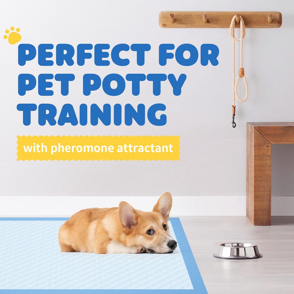 Powools Dog Puppy Pads for Potty Training Leak-Proof Quick-Dry Pee Pads with Multi-Layer Absorption Super Absorbent Polymer