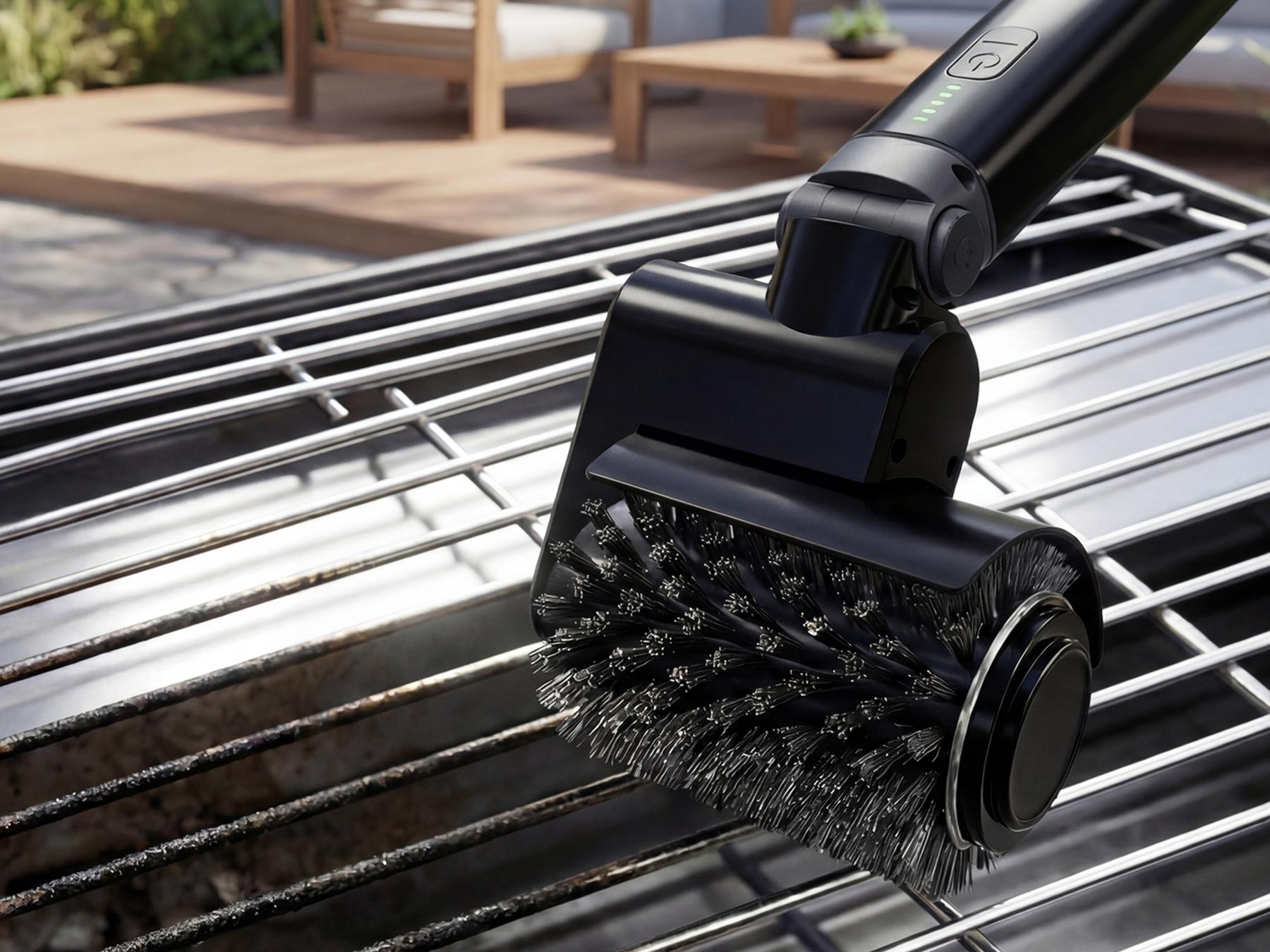IJF Heavy Duty Electric Rotating Grill Brush Cordless, Powerful BBQ & Griddle Power Scrubber, 120–150 Min Battery Life, No Loose Bristles, 3 Cleaning Attachments