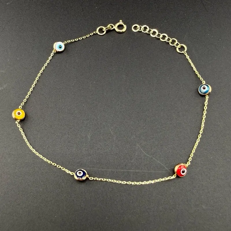 14k colorful evil eye bracelet size 7.5-8.5