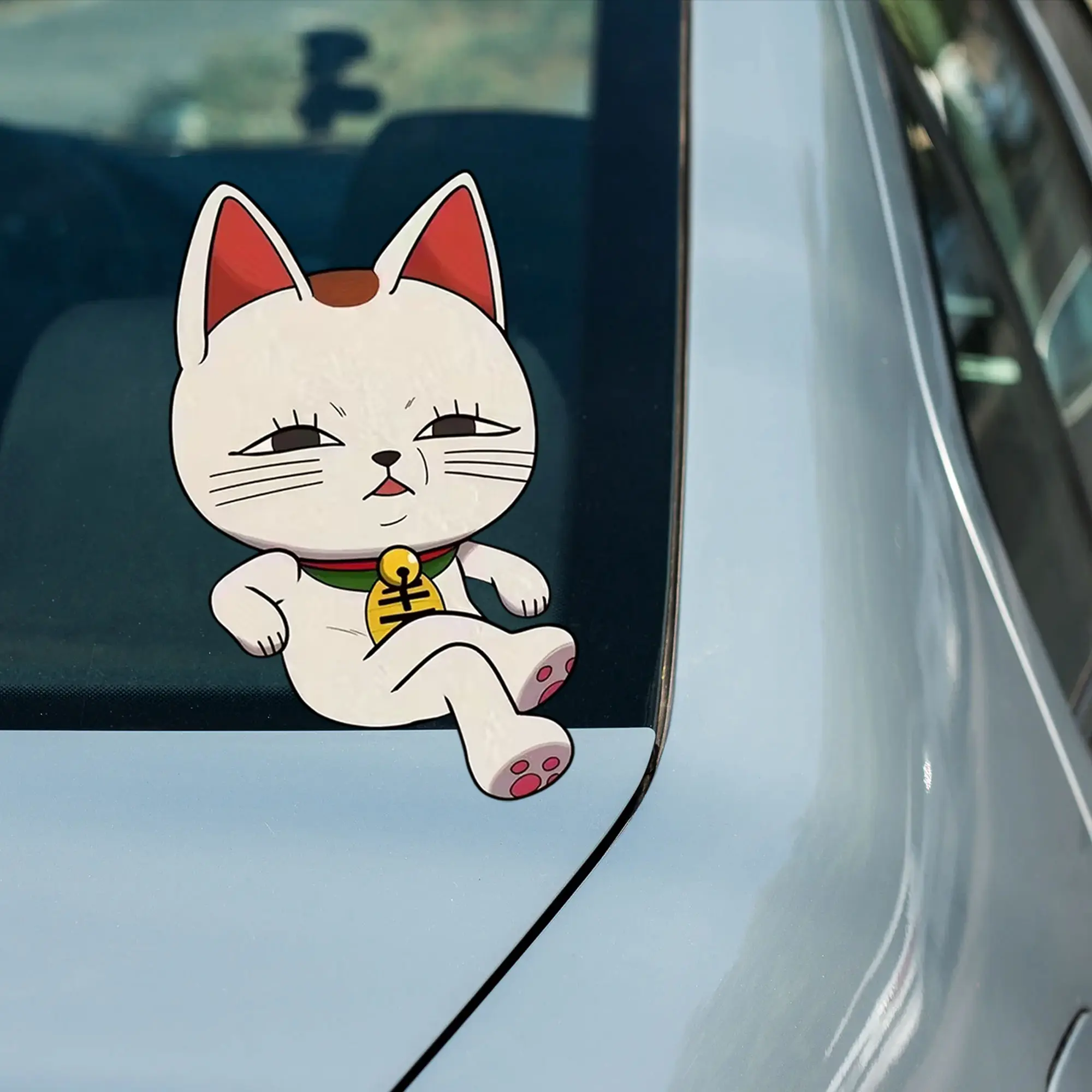 Maneki Neko Relax Vinyl Sticker, Lucky Cat Japanese Art Decal, Minimal Cute Sticker, Laptop Car Phone Decor