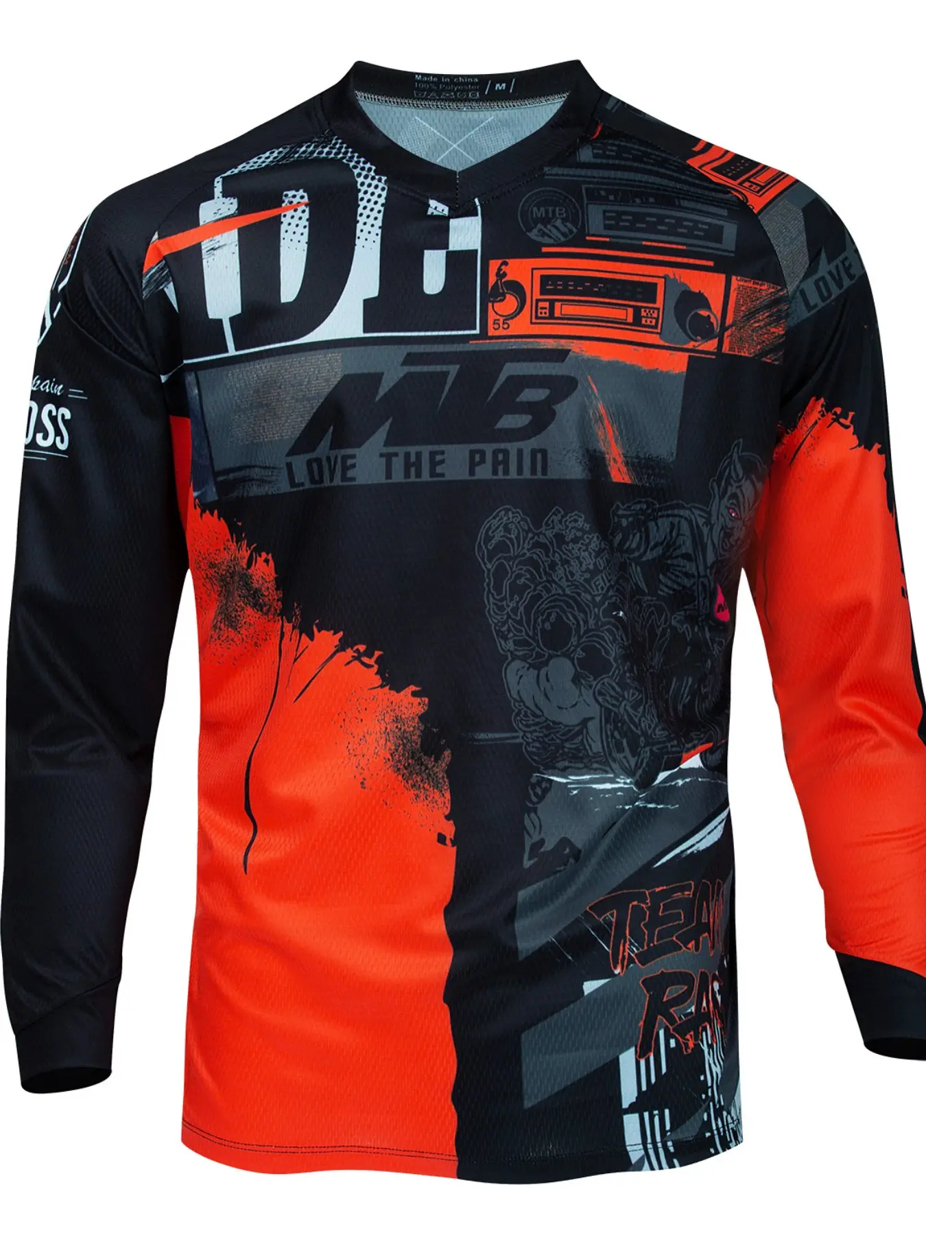 Men's Long Sleeve Downhill MTB Cycling Jersey Tops, Sports Clothing, Breathable & Durable, Graphic Print, Mountain Bike Racing Shirt