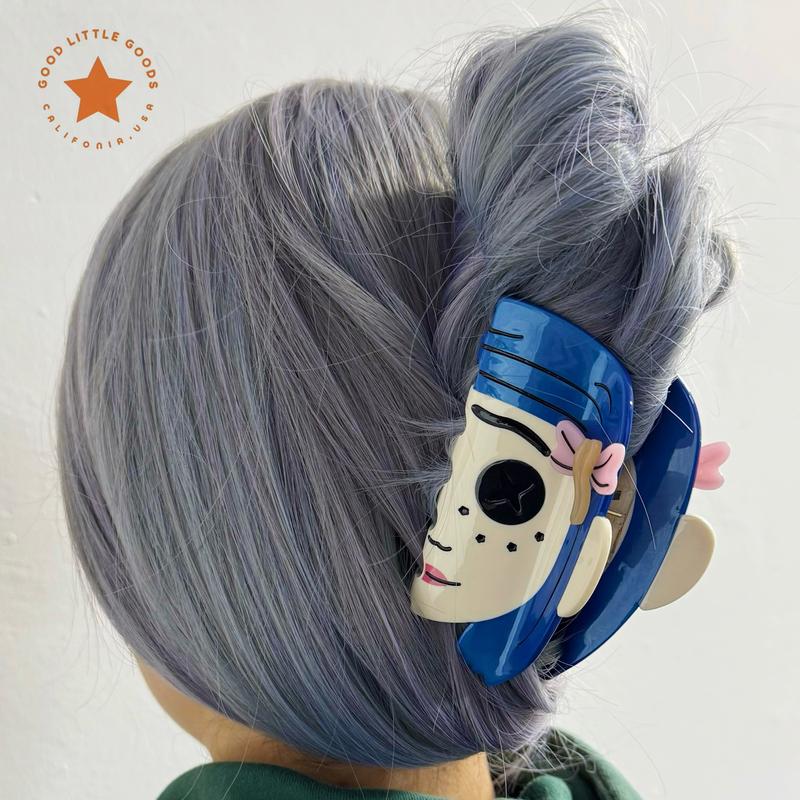 Terrifier Cartoon Double-Sided Claw Hair Claw Clips, Fun Horror Character Durable Plastic for Women & Girls, Casual Design, Perfect for Halloween, Birthdays, Party