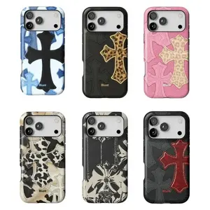 Blue Denim Christian Cross Phone Case – Texture Aesthetic 2D Printed Design | Faith-Inspired Pattern Style | Heavy Duty Shockproof Tough Protective Cover | Compatible With iPhone 11–17