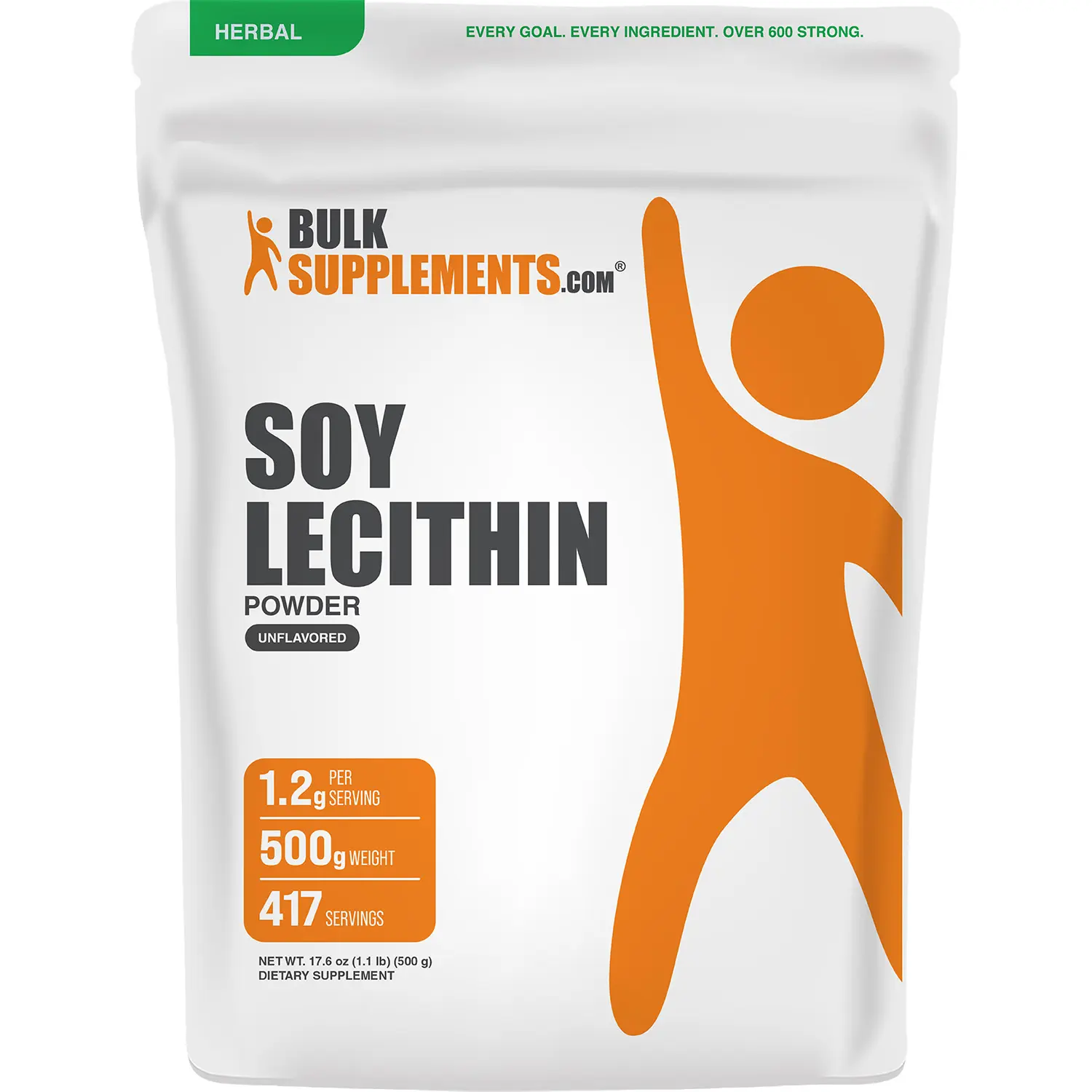 BulkSupplements Edible Soy Lecithin Powder - Dietary Wellness Supplement - Digestive Support, Skin Care - Dairy Free - 500g, 1.2g per Serving, Sugar Free, Gluten Free