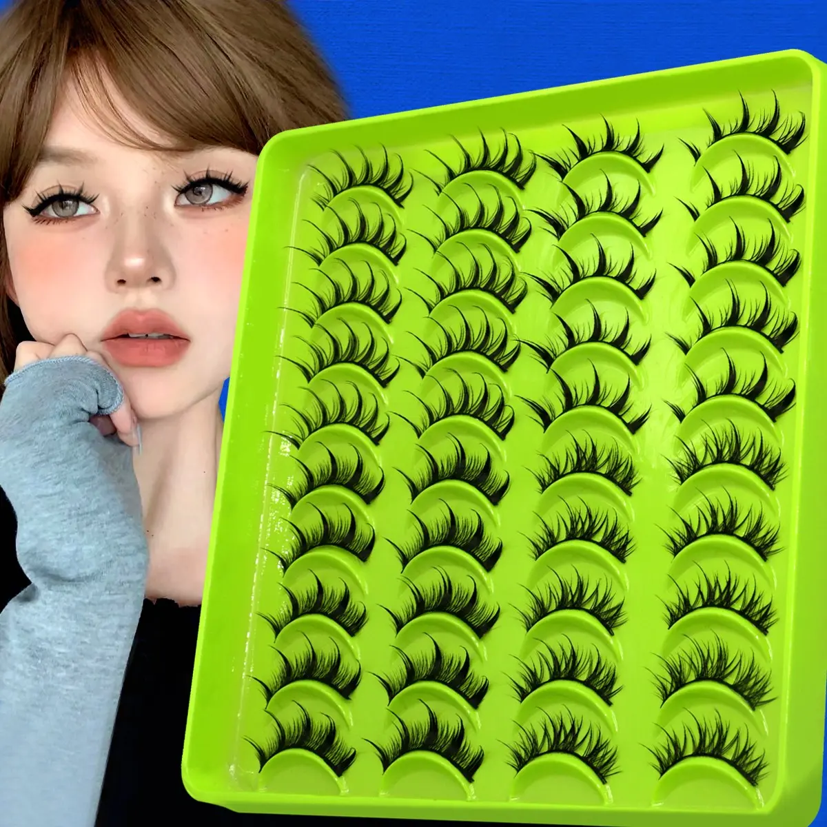 GROINNEYA 20 Pairs Wet Look, Manga Style, Anime Spiky, C Curl, Wispy Faux Mink Eyelashes, Fluffy Soft, Lightweight, Enlarge Eyes, Suitable For Party And Cosplay, Reusable, Diy Makeup Lashes, False Eyelashes, Fake Lashes