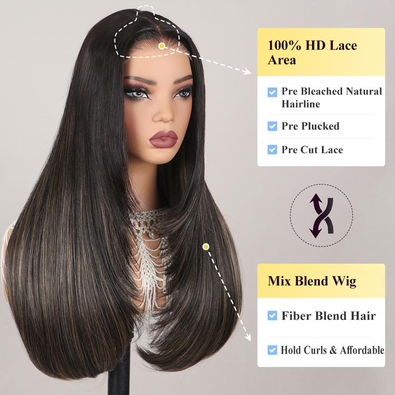 【Blend】TESLAL Wear It Go Glueless Wig Pre Cut HD Lace 6X6X1 Lace Wig 180% Density Straight Hair Pre-Plucked Wig Adjustable Straps Soft And Affordable
