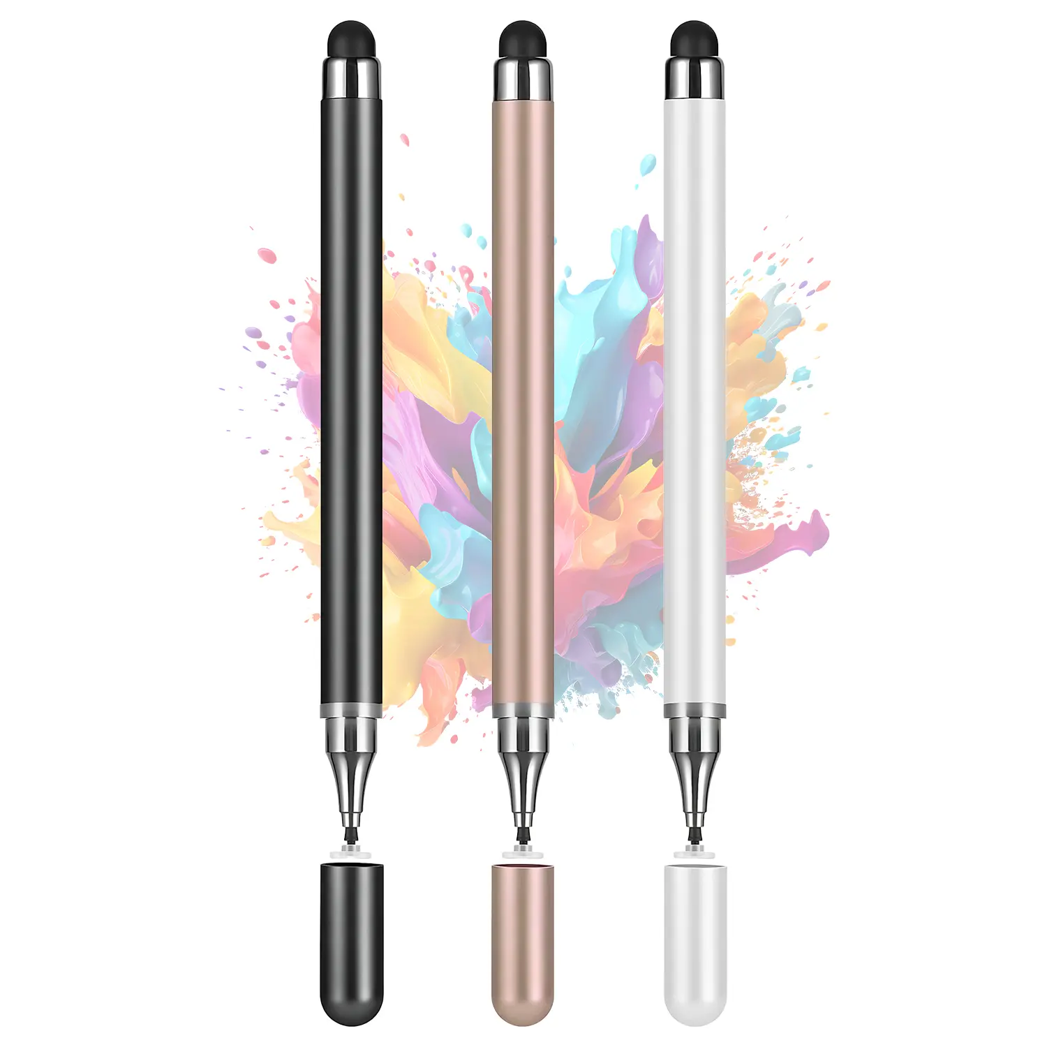 3-Pack Universal Stylus Pen for Tablets & Phones, 2-in-1 Precision Disc Tip for iOS & Android – Perfect for Writing, Drawing, Note-Taking, and Touchscreen Devices