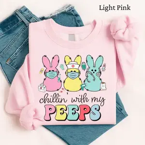Nurse Easter Sweatshirt or T-Shirt, Chillin With My Peeps Shirt, Easter Gift For Nurse, Happy Easter, Cute Nursing Tee, Bunny Nurse Shirt, Easter Nurse