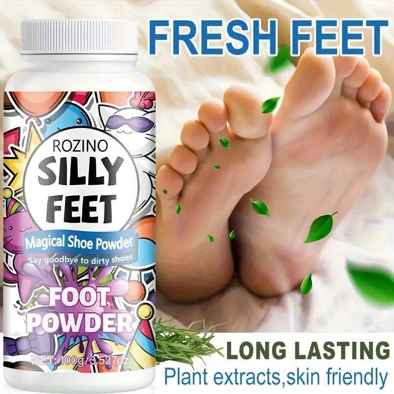 Rozino Silly Feet Foot Powder 100ml Papaya Extract Baking Soda Lime Oil for Dry Feet Care No Talc Artificial Flavors Preservatives Daily Basic Protection