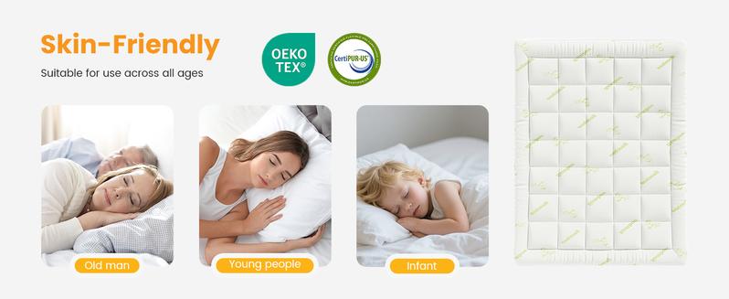 Ultra Soft Mattress Topper, Viscose Derived from Bamboo, Thick Pillow Top Mattress Pad with Deep Pockets, Soft Topper for Back Pain Relief, Breathable Cooling Material for Hot Sleepers