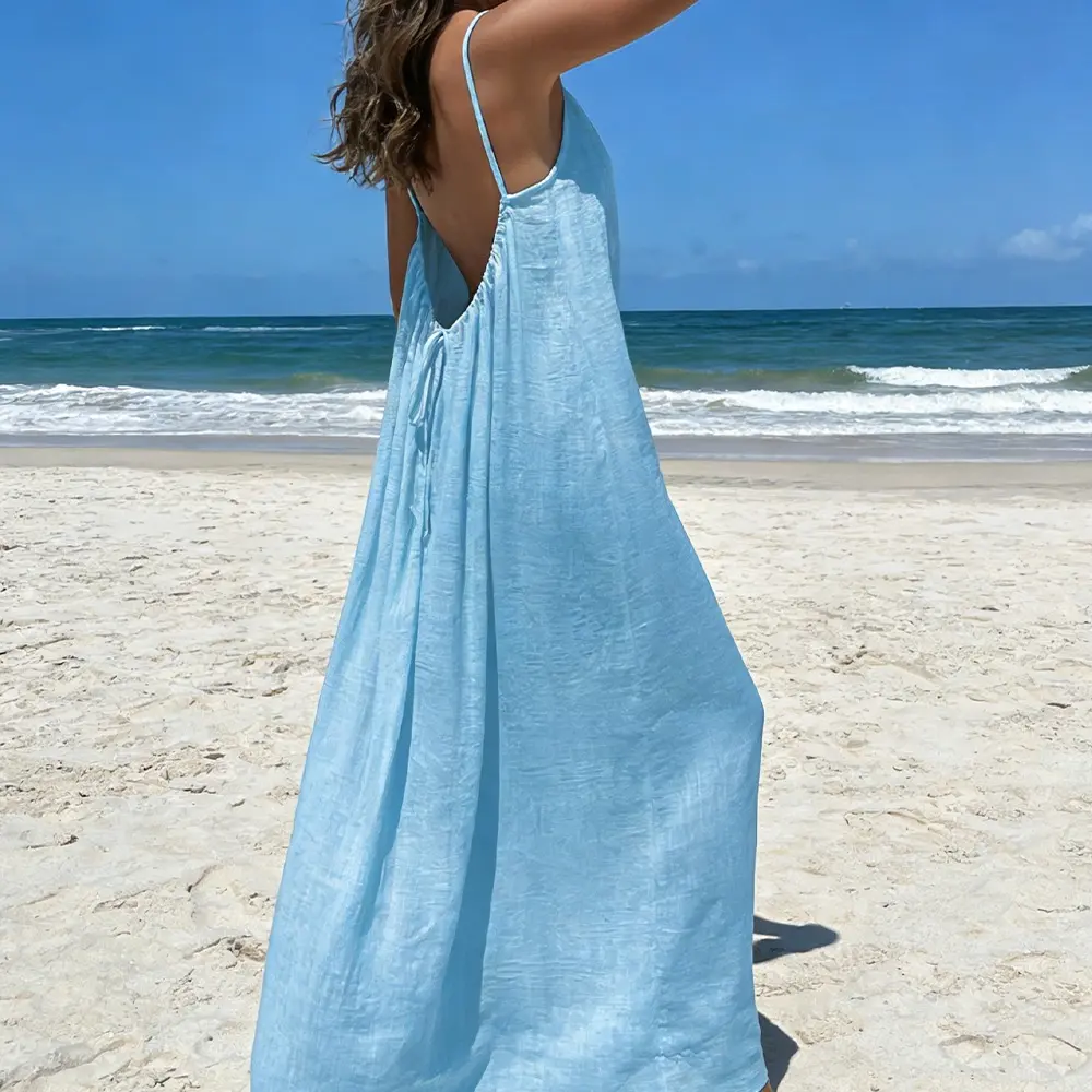 Natural Life Dresses, Women's Open Back Spaghetti Strap Beach Maxi Dress  Loose Flowy Vacation Sundress, Valentine's Day - TikTok Shop