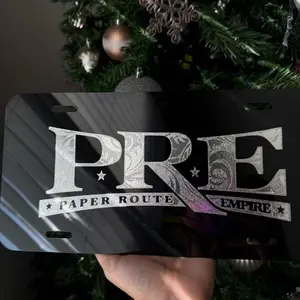 PRE License Plate in Black/White, Truck Car tags
