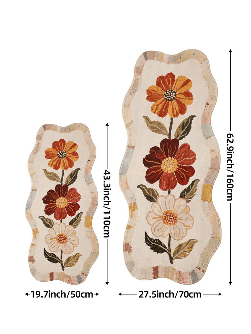 LUMI Trending Flower Patterned Non - slip Cozy Floor Mat, Single Piece, Ideal Decorative Carpet for Home - Living Room, Bedroom, Study. Must - have Vanity Decor & Household Ornament Rug Washable Non-Slip Floral Abstract Plush