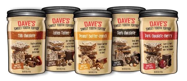 Dave's Sweet Tooth Small Batch Toffee 1/4lb Pouch - Soft & Crunchy Chocolate Almond Toffee
