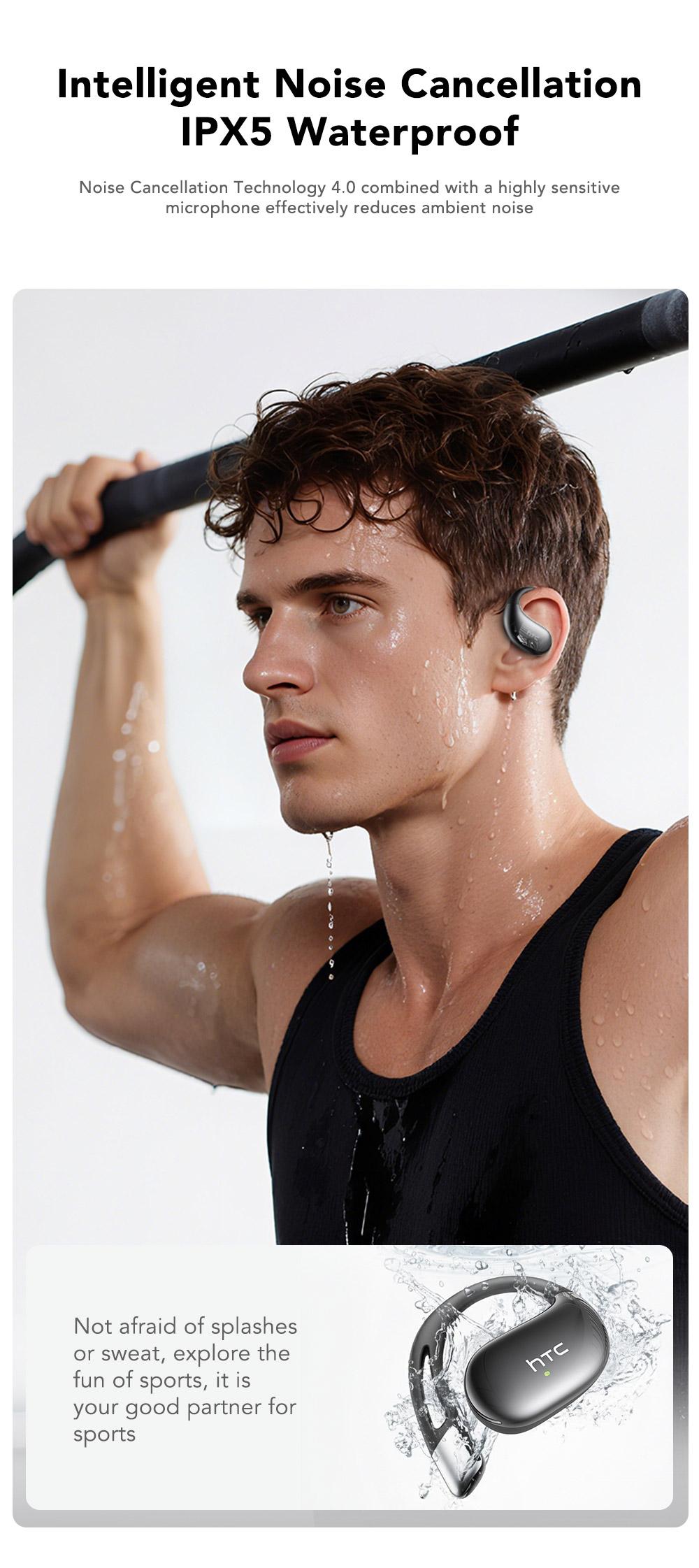 HTC NE57 Wireless OWS Earbuds Bluetooth 6.0, IPX5 Waterproof Earphones, Suitable for Office, Sports, Study and Audio Calls Built in Microphone Gaming Bluetooth Headphones