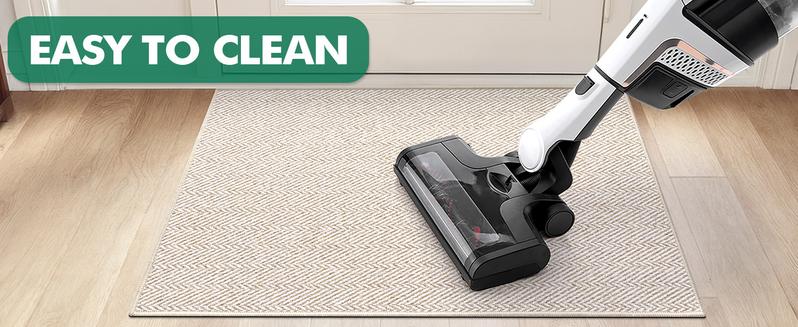 LUMI Ultra Thin Indoor Door Mat for Entrance, Non Slip Entryway Mat, Low Profile Doormat, Unique Herringbone Design Carpet for Inside, Patio, Porch, Beige dog washable rugs five bow rug house