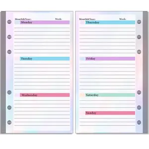 A6 Weekly Planner 6-Ring Loose-leaf Refill 54 Sheets