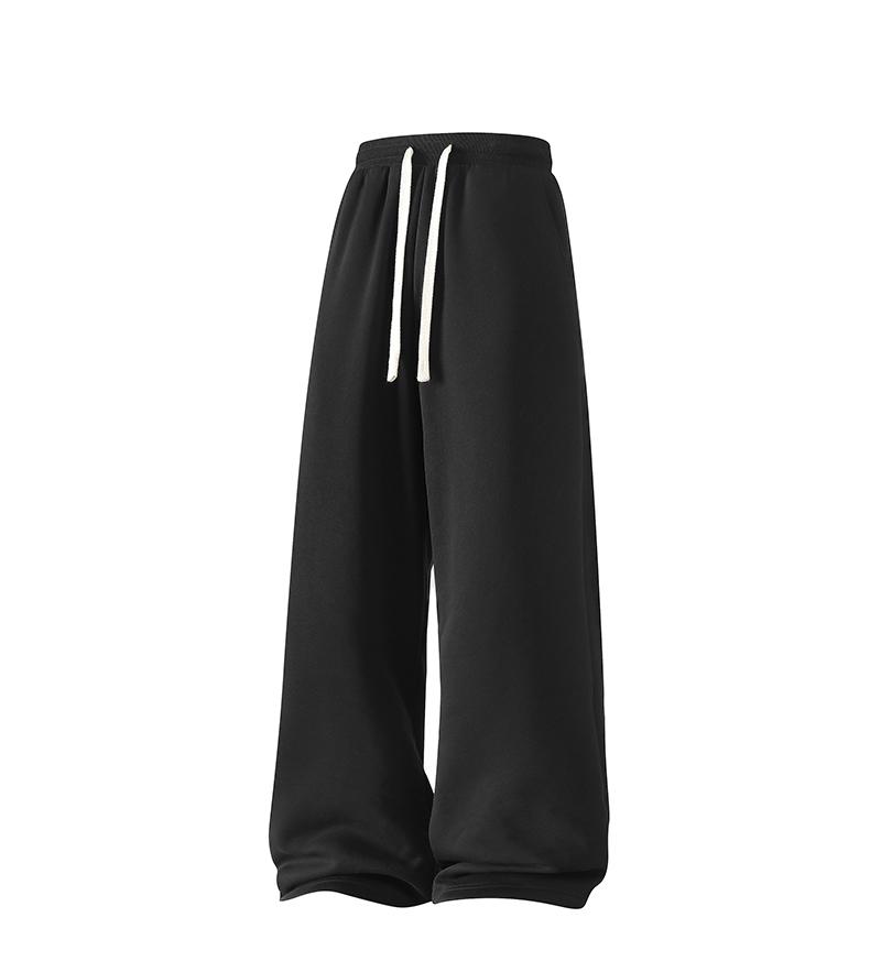 Men's Solid Thermal Lined Drawstring Waist Pants, Casual Comfy Loose Fitting Trousers for Fall & Winter, Men's Bottoms for Daily Wear, Relaxed Fit