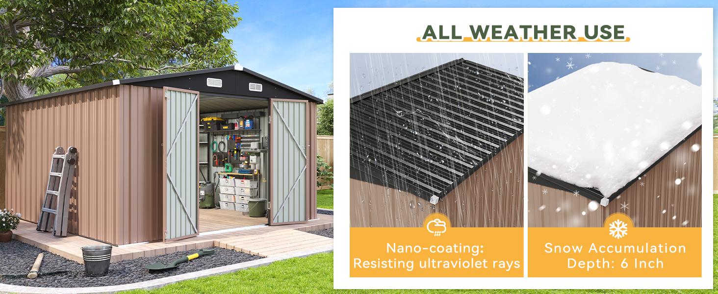 [Deal] Aoxun Outdoor Metal Storage Shed with Base, Lockable Door & Sloped Roof, Weather-Resistant Utility Shed for Garden, Patio & Backyard Astronaut Nebula   Star