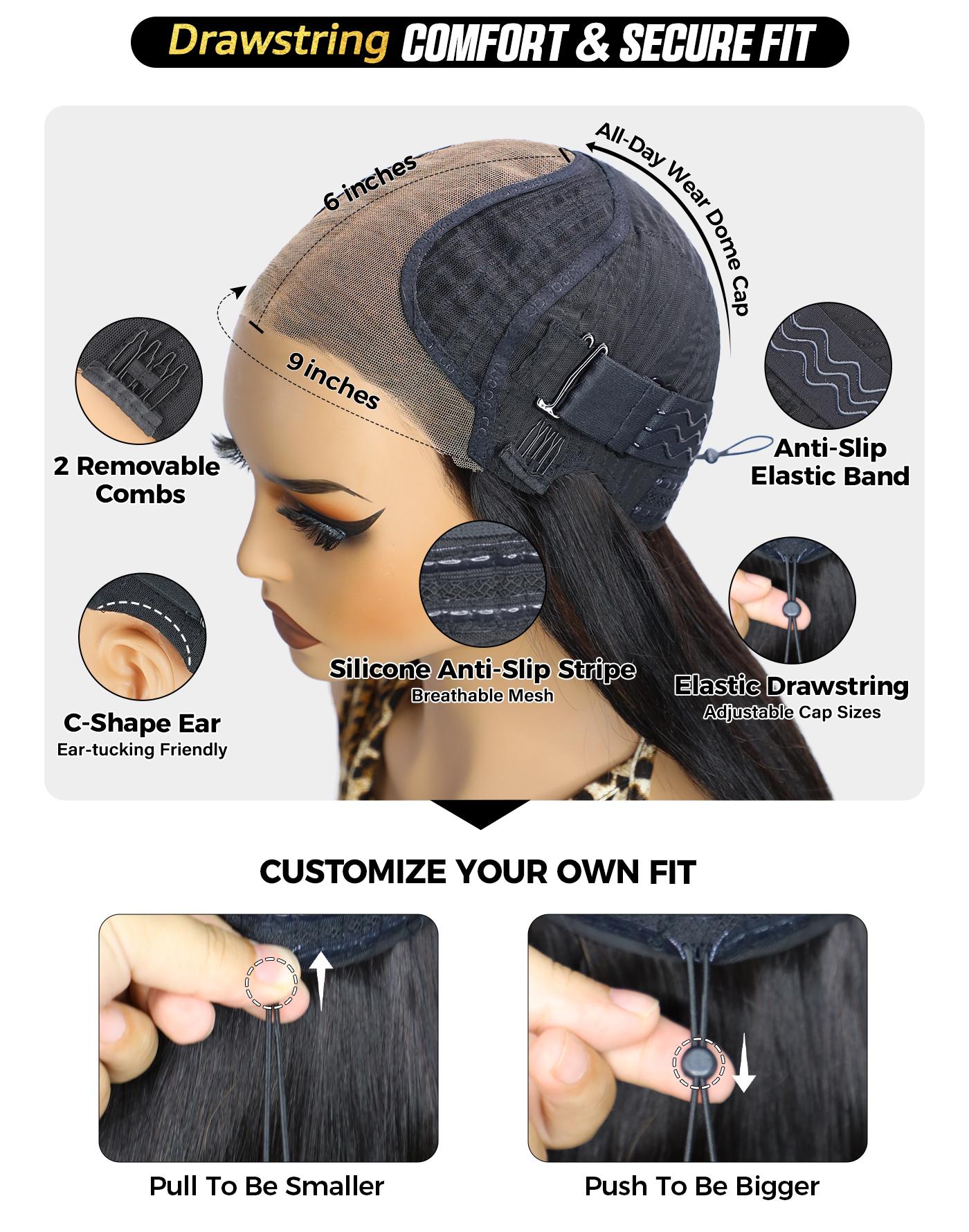 OQ Hair Full 220% Density Wear Go 9x6 Tpart Layered Cut Yaki Straight Bob Wig Reddish Brown Color Ear To Ear Deep Part Lace Glueless Wig Human Hair Pre Bleached Tiny Knots With Drawstring OQ Hair Full 220% Density Wear Go 9x6 Tpart Layered Cut Yaki Straight Bob Wig Reddish Brown Color Ear To Ear Deep Part Lace Glueless Wig Human Hair Pre Bleached Tiny Knots With Drawstring