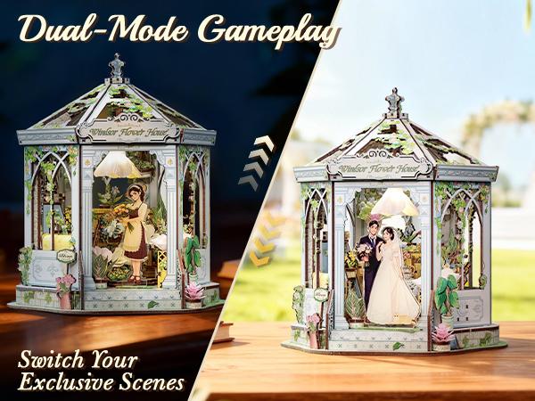 CUTEBEE Windsor Flower House DIY Book Nook Kit 235 PCS 3D Wooden Puzzle Miniature Dollhouse with Petal Lamp Unique Craft Gift Bookshelf Decor for Adults Teens 14+