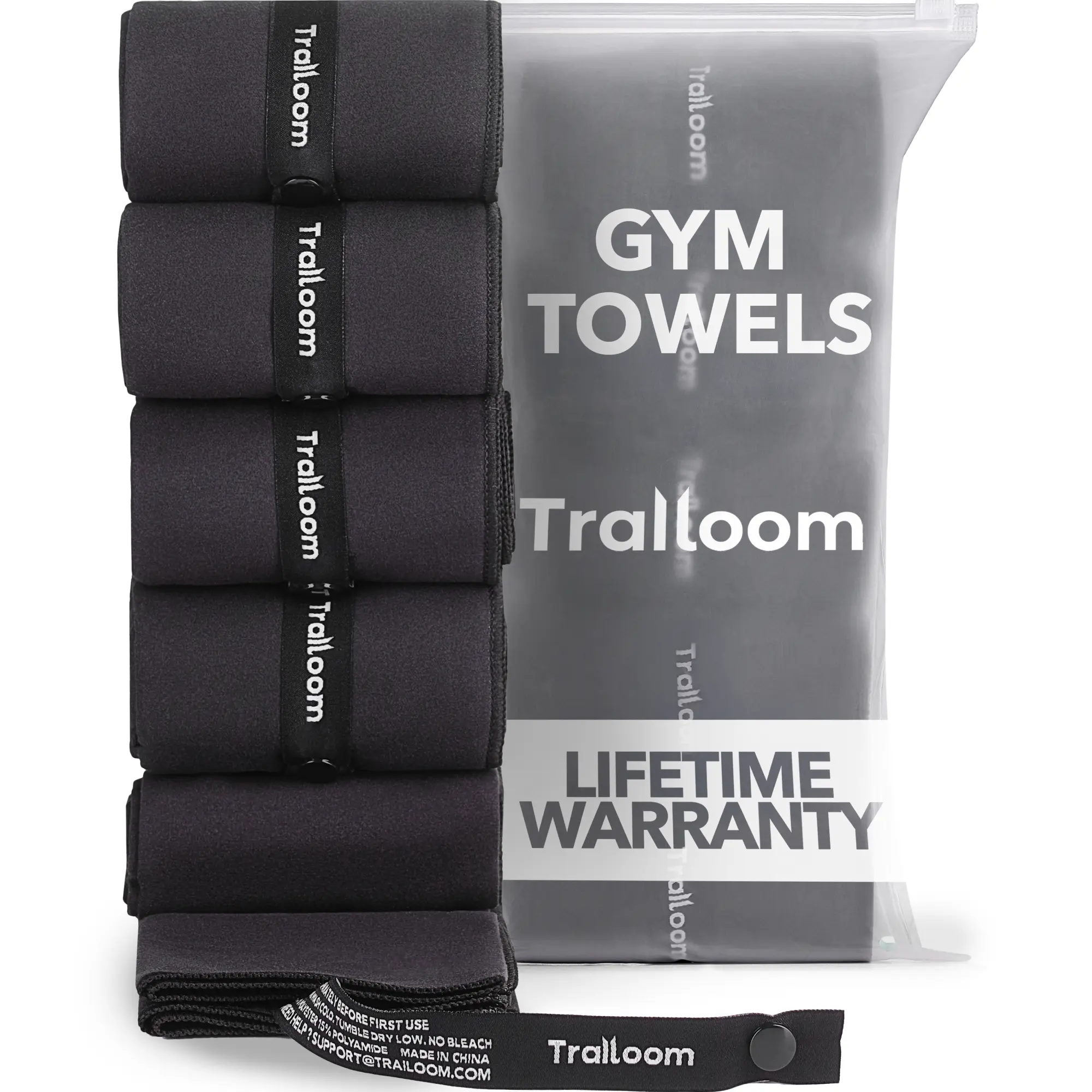 Trailoom Gym Towels 5 Pack - Microfiber Workout Towels - Quick Dry, Highly Absorbing, Soft on Skin, Odor-Free,Sweat Towel , Sports Towel for Hot Yoga, Tennis, Running, Exercise, Working Out, Camping for Women & Men