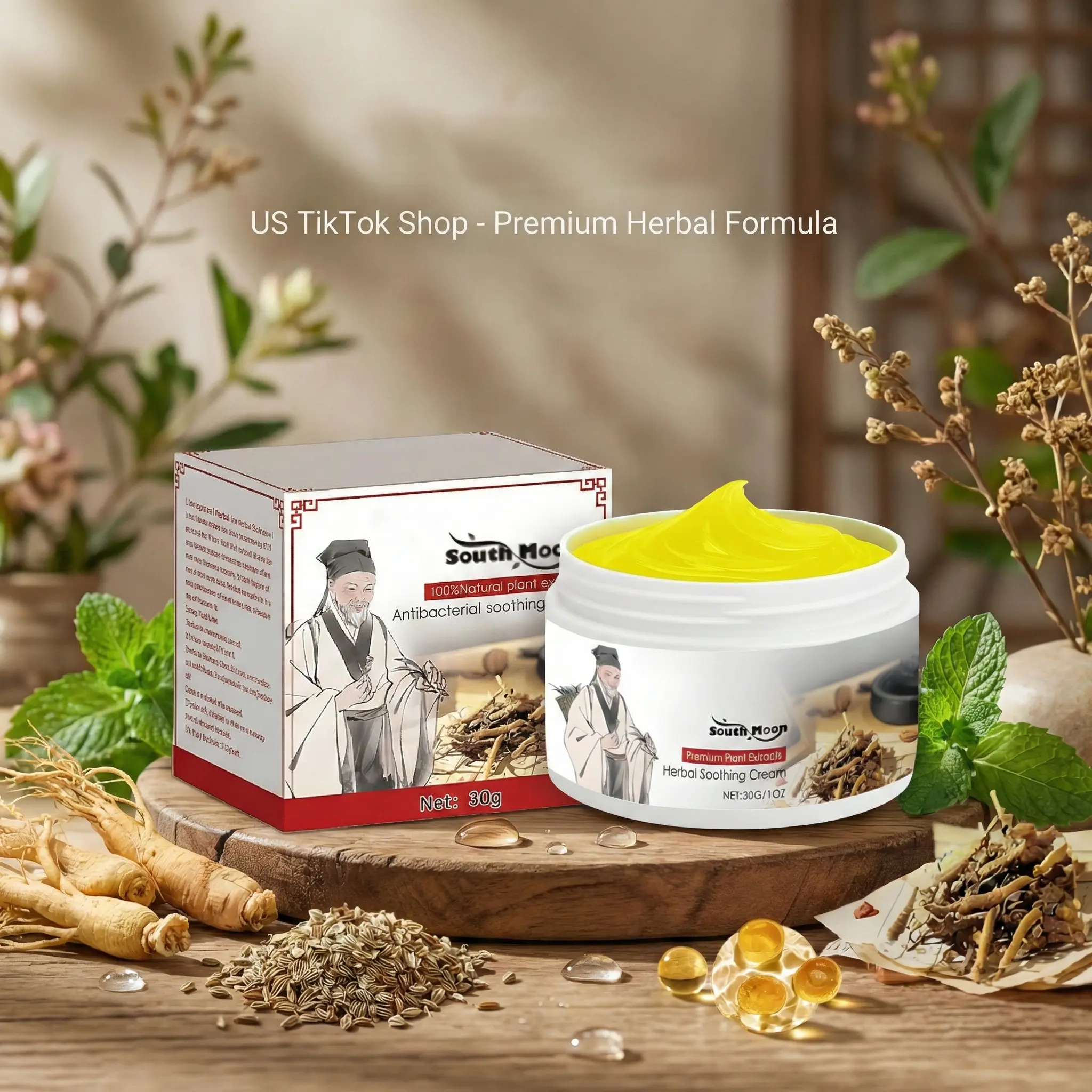 Herbal Soothing Cream for Eczema & Psoriasis - Plant-Derived Solution for Dry, Itchy Skin, Fragrance-Free & Safe for All Ages, 30g