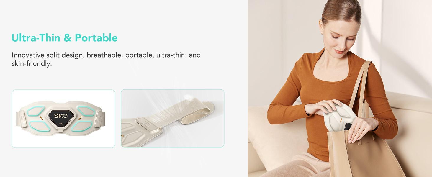 SKG W9 Pro Lower Back Massager, Adjustable Cordless Heating Pad Vibrating Back Massager Waist Lumbar Belt, Gifts for Mom Dad Men Women Comfort