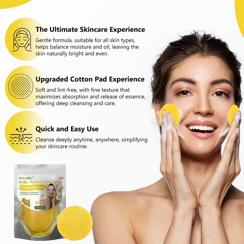 Turmeric & Kojic Acid Cleansing Pads (4-Pack) Cleansing, Exfoliating, Daily Care, Travel-Friendly