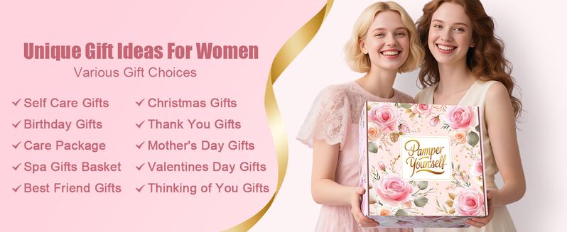 Self Care Gifts for Women Get Well Soon Gift Baskets,Valentine's Day Gifts for Women Spa Care Package Gift Box, Relaxing Thinking of You Gift for Mom Her Sister Best Friend Girlfriend