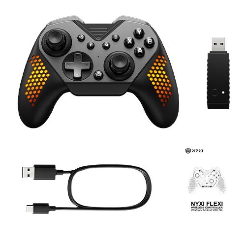 NYXI Flexi Wireless PC Controller, 1000Hz Polling Rate Hall Effect Joystick, Interchangeable D-pad&Left Joystick, 4 Mppable Buttons, 800mAh, Adjustable Turbo/Vibration for PC/Switch 2/iOS/Android