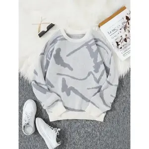 Men's Pop Art Print Drop Shoulder Sweater, Regular Fit Casual Colorblock Long Sleeve Round Neck Jumper For Fall, Fashion Men's Knitwear For Daily Wear