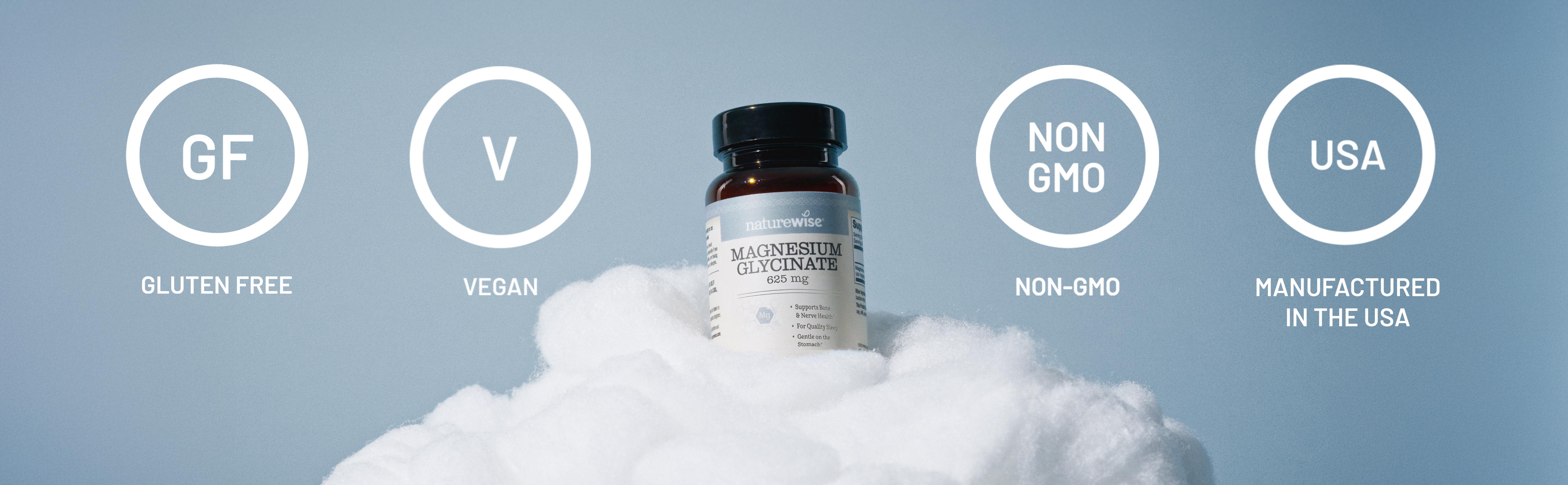 NatureWise Magnesium Glycinate 625 mg - Chelated Magnesium Glycinate for Sleep, Relaxation, Muscle & Bones* - Gentle on Stomach, Vegan - USA Manufactured